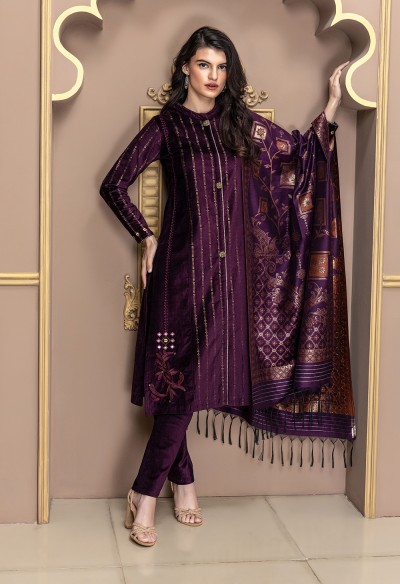 PURPLE BANARSI DUPATTA SET